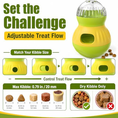 Dog & Cat Treat Dispenser Wobble Ball, Green-Yellow - Image 5