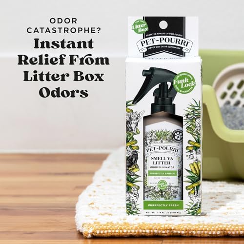 Pet-Pourri Smell Ya Litter Cat Litter Deodorizer Spray, Purrfectly Bamboo 3.4 Fl Oz, Up to 170 Uses,Pet Odor Remover Essential Oils Air,Carpet,Urine,Vet Recommended, Bergamot Bamboo Scent,(Pack of 2) - Image 3