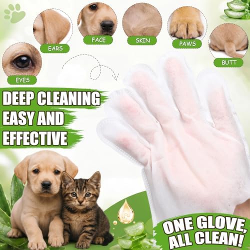 Irenare 6 Pack / 150 Pcs Pet Glove Wipes Bulk for Dogs and Cats, No-Rinse - Image 3