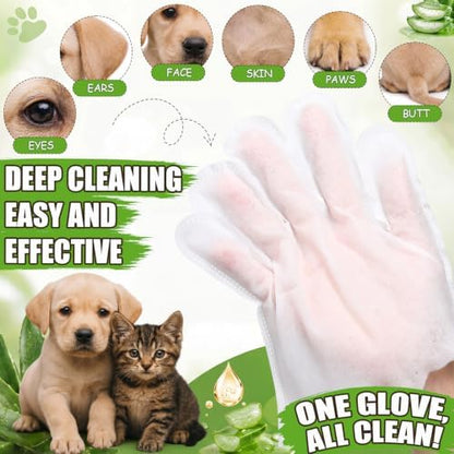 Irenare 6 Pack / 150 Pcs Pet Glove Wipes Bulk for Dogs and Cats, No-Rinse - Image 3