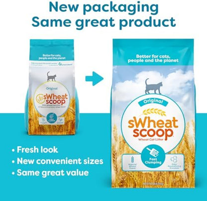 sWheat Scoop Natural Wheat Cat Litter, Original, Fast Clumping with Odor Neutralizing Enzymes, 25 Pound Bag - Image 3