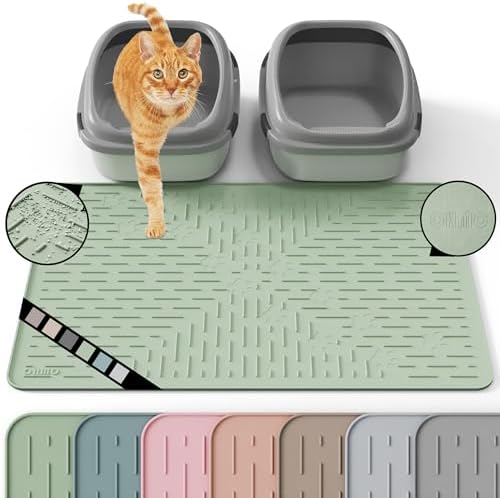 OHMO Large Cat Litter Mat, 31.5x23.6 Silicone Trapping Mat Sage Green by OHMO