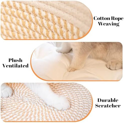 CHEERHOME PETS Handwoven Cat Basket Bed Cooling for Indoor Cat with Cushion - Image 4