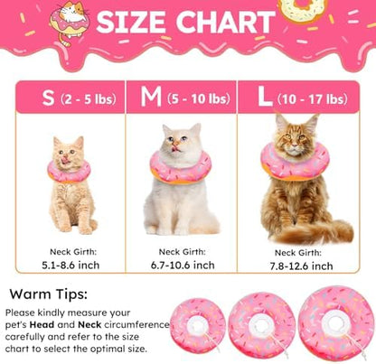 Hpetppy Cat Cone Collar Soft, Cat Recovery Collar for Wound Healing Cute Donut Adjustable Kitten Cones to Stop Licking Comfortable Lightweight Neck Elizabethan Collars for Kittens After Surgery - Image 2