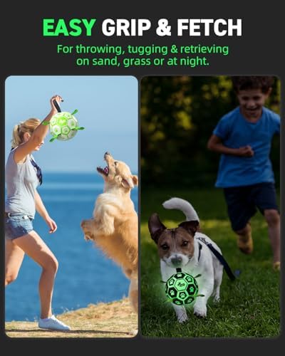 QDAN Premium Glow in The Dark Dog Toys, Dog Ball with Straps, Soccer Ball for Dogs, Outdoor Dog Toys, Pet Birthday Toys, Puppy Essentials for Medium to Large (8Inch) - Image 2