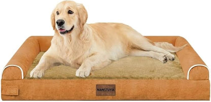 Large Dog Bed Orthopedic Washable: Beds Bolster XL Bed Medium Large Dogs Egg Crate Foam Couch Sofa Waterproof with Removable Cover - Orange