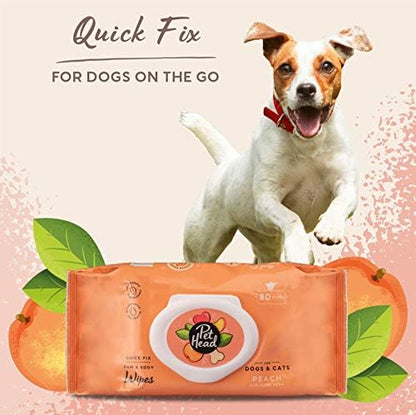 Pet Head Quick Fix Paw and Body Wipes for Cats and Dogs | Peach Scent with Aloe Vera | Biodegradable Pet Hygiene Cleaning Wipes | pH-Neutral | Vegan | for an Easy & Speedy Freshen-Up | 160 Pack - Image 3