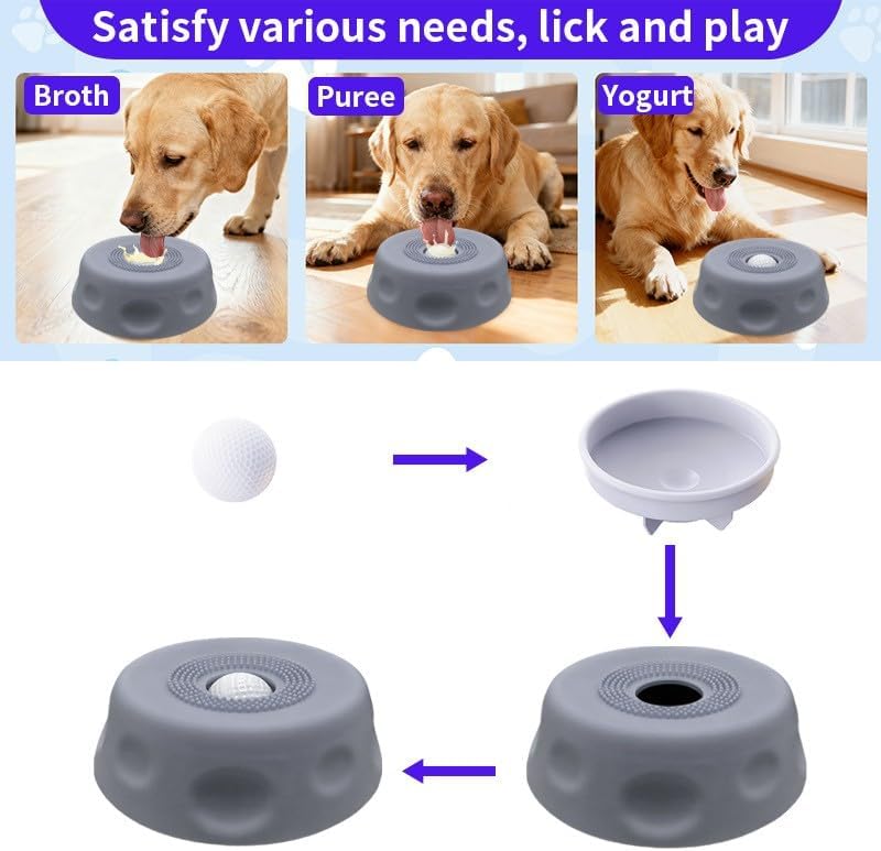 Dog Lick Ball Bowl with Rolling Ball, Food Silicone, Non-Slip Base, Blue - Image 6