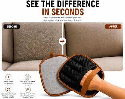 Pet Hair Removal Glove for Cats & Dogs, Upgraded Five-Finger Electrostatic Pet Hair Glove, Reusable Magic Brush Pet Hair Remover Tool for Laundry, Couch, Carpet, Car Seat - Image 2