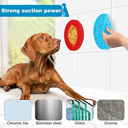 Dog Lick Pad, Pet Bathing Grooming Distraction Wall Mounted Silicone Slow Feeder Mat with Strong Suction, 2 Pack - Image 2