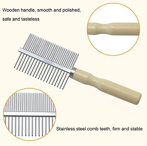 Wooden Handle Grooming Comb for Dogs Cats Pet（Double-Sided） - Image 4