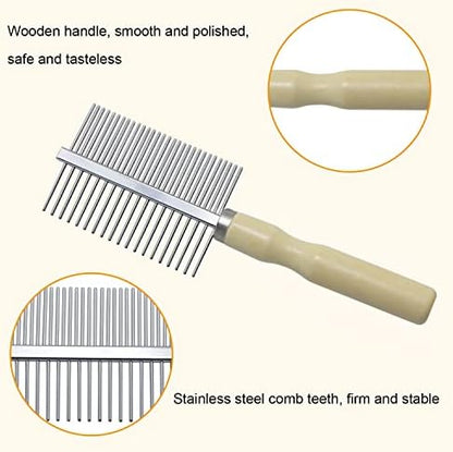 Wooden Handle Grooming Comb for Dogs Cats Pet（Double-Sided） - Image 4