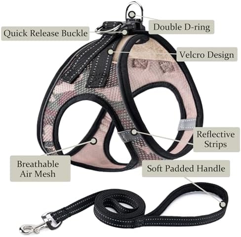 Dog Harness with Leash Set, Step-in Adjustable Puppy Pet Vest, Camo Set S - Image 2