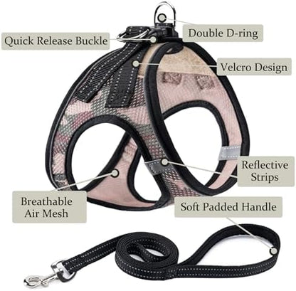 Dog Harness with Leash Set, Step-in Adjustable Puppy Pet Vest, Camo Set S - Image 2