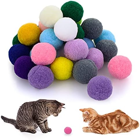 Molain Large Cat Toy Balls, Soft Cat Balls 1Inch Kitten Pom poms Ball Cat Play Toy (30 Pcs) by Molain
