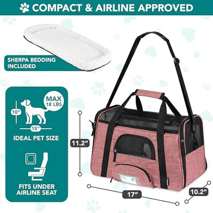 PetAmi Airline Approved Pet Carrier Cat Small Dogs, Small Heather White Red - Image 2