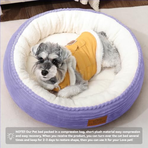 Zerbuger 23in Violet Round Dog Bed Sofa for Dogs Cats, Machine Washable - Image 5