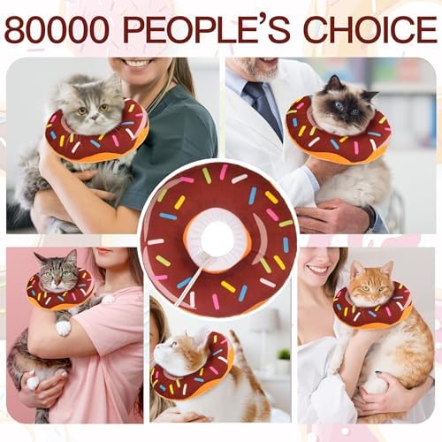 Cat Cone Collar Soft, Cute Cat Donut Collar After Surgery, Adjustable Kitten Recovery Cones to Stop Licking, Lightweight Neck Elizabethan Collars for Cats Kittens (Brown, Medium) - Image 6