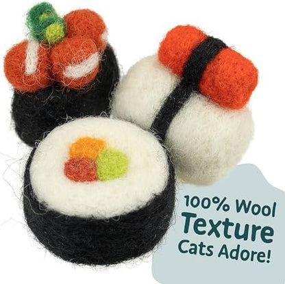 Woolbuddy Wool Cat Toys (Small Sushi 9 PCS) for Indoor Cats Catnip-Free - Image 5
