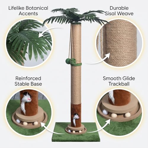 Fantasreen Cat Scratching Post 35'' Tall with Toy Mouse for Indoor Cats, Green - Image 6