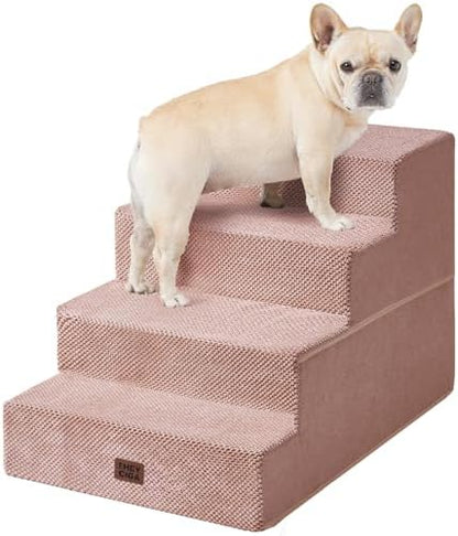 EHEYCIGA Dog Stairs for Bed 20" H, 4-Step Extra Wide Dog Steps, Pink by EHEYCIGA