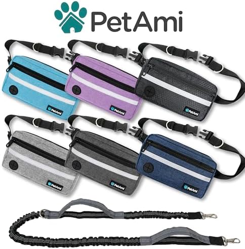 PetAmi Hands Free Dog Leash Waist Belt Bag Fanny Pack, Single, Black - Image 7