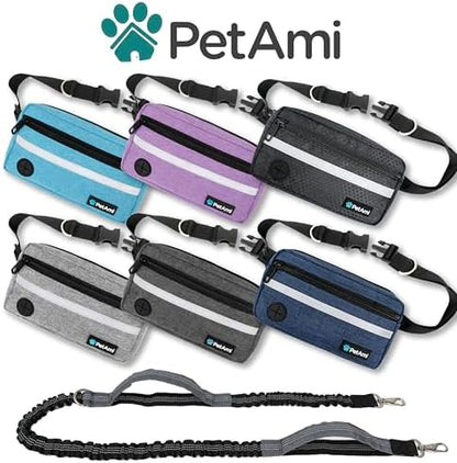 PetAmi Hands Free Dog Leash Waist Belt Bag Fanny Pack, Single, Heather Grey - Image 7