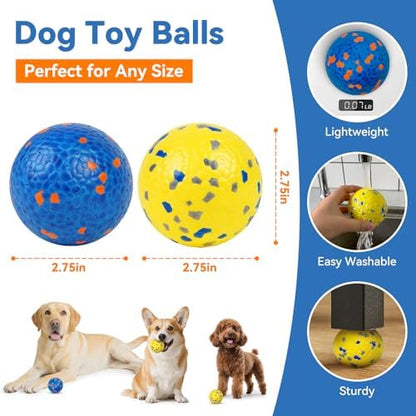 Indestructible Dog Ball Toy, Durable Dog Tennis Balls for Aggressive Chewers, High Bounce & Floating Balls for Dogs, Jolly Ball for Fetch in Yard, Beach & Pool(4 Pack) - Image 3