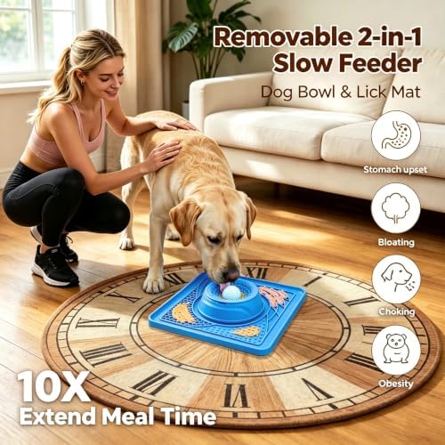 Slow Feeder Dog Bowls & Lick Mat for Liquid and Thick Treat(Blue) - Image 2
