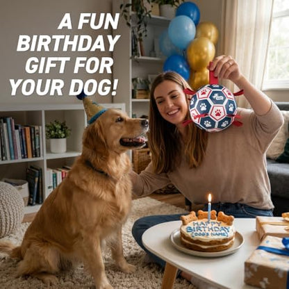 QDAN Dog Toys Soccer Ball with Straps：Durable Balls for Large Dogs, Outdoor Dog Toys, Puppy Birthday Gifts (7 Inch) - Image 3