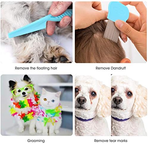 Cat & Dog Grooming Set - Fine Tooth Comb for Removing Dandruff Flakes & Hair (Blue) - Image 4