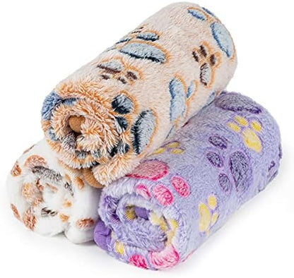 Dono 1 Pack 3 Dog Blankets for Small Dogs, Soft Fluffy Paw Print Pattern Fleece Pet Blanket Warm Sleep Mat, Puppy Kitten Blanket Doggy Mat for Dog Cat Kitten Doggy - Image 3