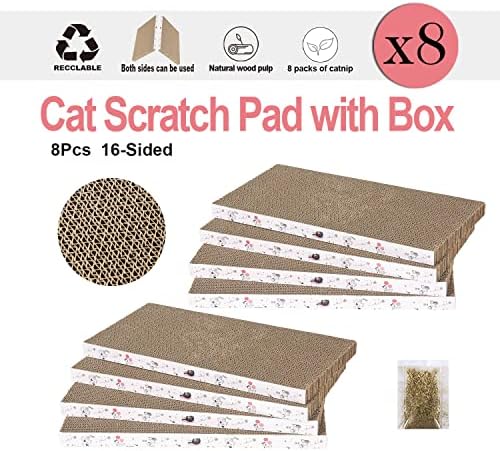 8 Packs in 1 Cat Scratch Pad, Cat Scratcher Cardboard,Reversible,Durable Recyclable Cardboard, Premium Scratch, Suitable for Cats to Rest, Grind Claws and Play - Image 4