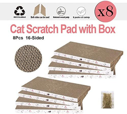 8 Packs in 1 Cat Scratch Pad, Cat Scratcher Cardboard,Reversible,Durable Recyclable Cardboard, Premium Scratch, Suitable for Cats to Rest, Grind Claws and Play - Image 4