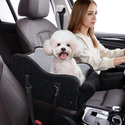 Dog Car Seat for Small Dogs, Center Console Booster Seat for Full Size Trucks, Height Increasing seat with seat Belt and Washable Cushion（Black）- Small by Unknown