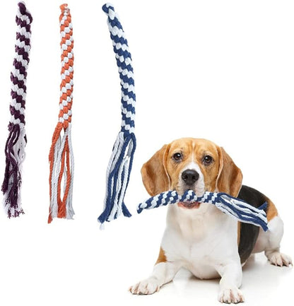 ASOCEA 3 Pack Dog Rope Toys Dog Flirt Pole Replacement Toys Interactive Cotton Dog Toys Teething Chew Toys for Boredom Tether Lure Toy for Tug of War Braided Rope Toy to Outdoor Exercising