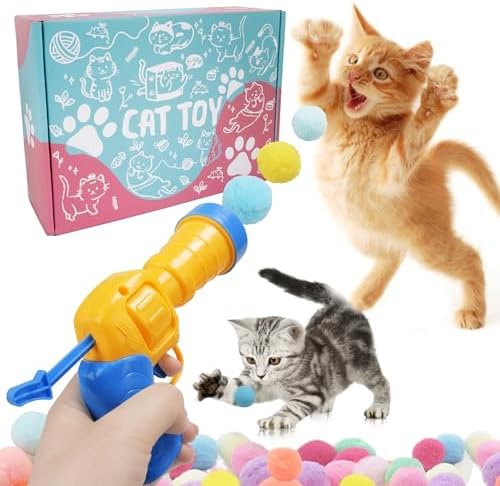 Mewlmart Interactive Cat Toys for Indoor Plush Ball Launcher Cat Enrichment Toys Pom Pom Balls 30 Balls by Mewlmart
