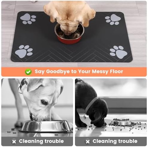 Pet Feeding Mat-Absorbent Pet Placemat for Food and Water Bowl, with Waterproof Rubber Backing, Quick Dry Water Dispenser Mat for Dog and Cat (27"x17", Navy Blue) - Image 4