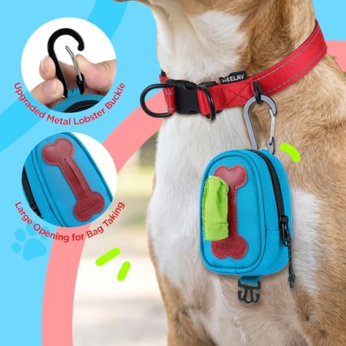 Dog Poop Bag Holder for Various Leashes,Hands Free Dogs Bag Holder with Hook loop/Carabiner Clip,Dogs Poop Bags Rolls Holder-Large Capacity,Dog Walking,Blue - Image 6