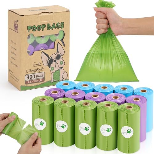 Dog Poop Bags Rolls: Extra Thick Leak Proof Unscented 13 x 9 in 300 Count by Lifegogo