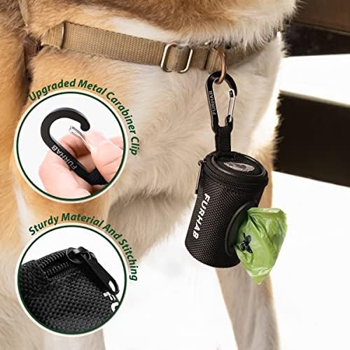 FURHAB Dog Poop Bag Holder for Leash with Carabiner Clip Soft Fabric - Image 2