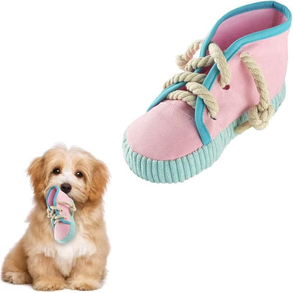 vocheer Dog Chew Toy, Dog Toys to Keep Them Busy Durable Teething Shoe Interactive Squeaky Puppy Toy,Small,Medium Breze, Machine Washable, Pink