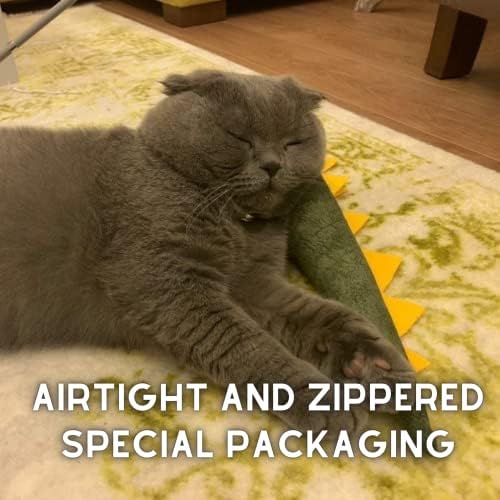 pawdaz Large Cat Toy Dino - Catnip Matatabi Silvervine Filled Help Relief Stress Interactive Indoor Cat Kicker (Green) - Image 6