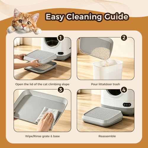 Litter Box Step for Cat - Litter Box Ramp with Filter Function for Automatic Litter Box, Washable Easy Cleaning Robot Catcher Ramp Collection Stairs for Older Geriatric Senior Cat or Kitten - Image 5