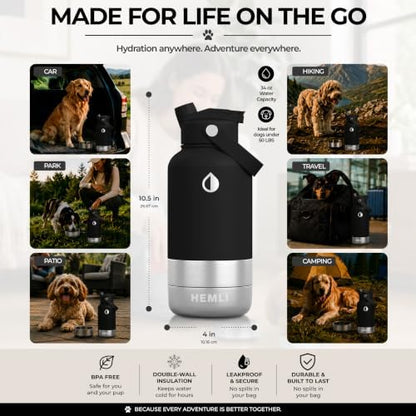 32 oz. Dog Water Bottle, Insulated Dog Travel Water Bottle, Stainless Steel Pet Water Bottle Dispenser, Portable Food and Water Bowl for Dogs for Walking Dog Canteen Travel Kit - Image 7