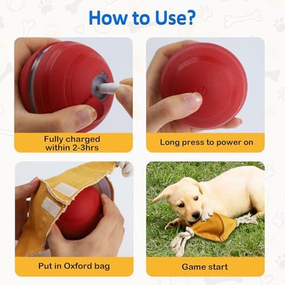 Interactive Dog Balls with Motion Activated, Wicked Ball Squeaky Dog Toy Oxford Bag Keep Dogs Busy (Red Ball) - Image 4