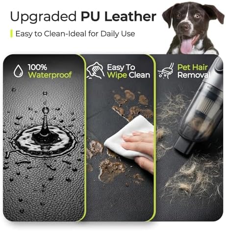 Back Seat Extender for Dogs, Hard Bottom Dog Car Seat Cover for Back Seat, Upgraded Waterproof PU Leather, Easy to Clean, Anti-Scratch & Durable Dog Hammock for Car and SUV, Holds 400lbs, Black - Image 2