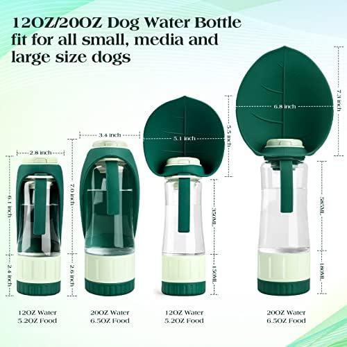 TIOVERY Dog Water Bottle Dispenser for Walking, Pet Water Feeder Container Portable with Drinking Cup Bowl Outdoor Hiking, Travel 20OZ Large Green - Image 3