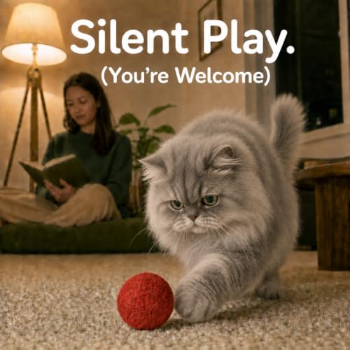Wool Cat Toys - Felt Cat Toy Balls for Small Pet Fetch and Play - Eco Friendly Quiet Wool Ball Cat Toy for Cats and Kittens - Choose Your Colors 6PCS (Red) - Image 5