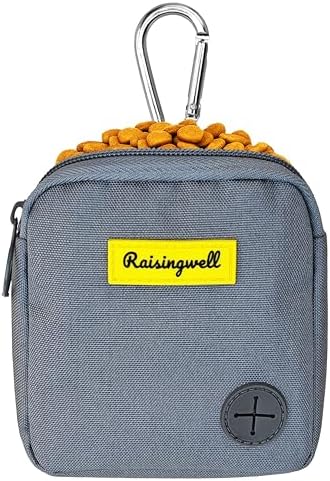 Dog Treat Pouch for Pet Walking and Training with Clicker Poop Bags Small Fanny Zipper Pack Holder for Puppy Snack Dispenser Kit for Leash and Outdoor Use （Gray） by Raisingwell